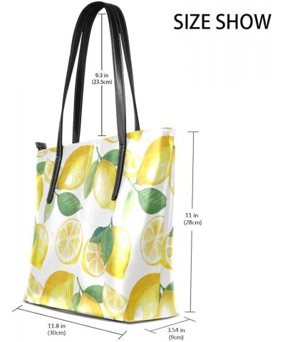 Handbags for Women Tote Bags with 11.08"(L) x 3.54"(W) x 11.02"(W) - Pink Flamingo Palm Leaves Cute Lemon $19.34 Totes