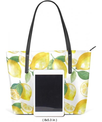 Handbags for Women Tote Bags with 11.08"(L) x 3.54"(W) x 11.02"(W) - Pink Flamingo Palm Leaves Cute Lemon $19.34 Totes