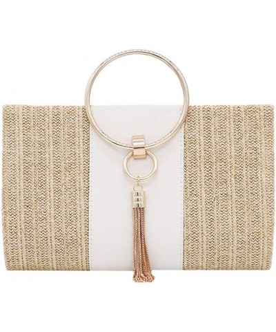 Womens Vintage Clutch Bag Fashion Crochet Fabric Wrist Evening Cross Body Handbag Purse with Tassel Decor Beige $19.19 Evenin...