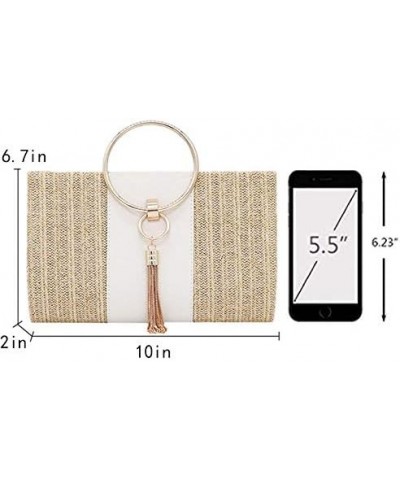 Womens Vintage Clutch Bag Fashion Crochet Fabric Wrist Evening Cross Body Handbag Purse with Tassel Decor Beige $19.19 Evenin...