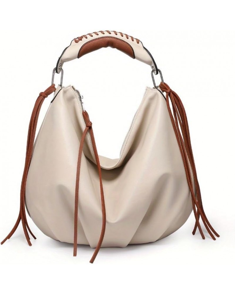 Women hobo Bag Shoulder Purse Contrast Woven Handle Beige $20.64 Hobo Bags