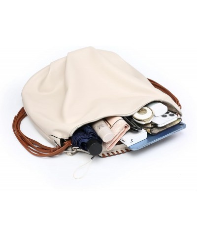 Women hobo Bag Shoulder Purse Contrast Woven Handle Beige $20.64 Hobo Bags