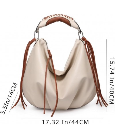 Women hobo Bag Shoulder Purse Contrast Woven Handle Beige $20.64 Hobo Bags