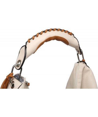 Women hobo Bag Shoulder Purse Contrast Woven Handle Beige $20.64 Hobo Bags