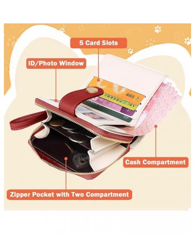 Cat Wallets with Exterior Zipper Around Coin Purse Bifold Bill Wallet Credit Card Holder ID Window (Black) Red $10.07 Wallets