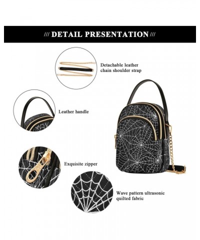 Gray Spider Web Halloween Crossbody Bag Small Shoulder Handbags Leather Purse for Women $14.81 Crossbody Bags