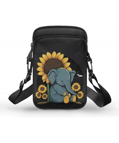 Small Crossbody Bags for Women Zipper Cell Phone Bag with Adjustable Strap Elephant Sunflower $8.80 Crossbody Bags