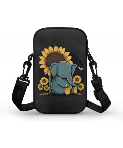 Small Crossbody Bags for Women Zipper Cell Phone Bag with Adjustable Strap Elephant Sunflower $8.80 Crossbody Bags