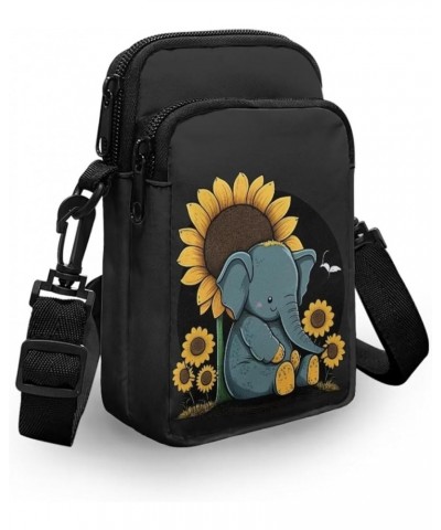 Small Crossbody Bags for Women Zipper Cell Phone Bag with Adjustable Strap Elephant Sunflower $8.80 Crossbody Bags