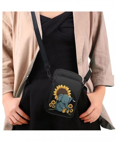 Small Crossbody Bags for Women Zipper Cell Phone Bag with Adjustable Strap Elephant Sunflower $8.80 Crossbody Bags