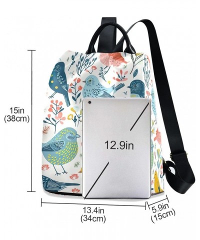 Backpack Purse for Women Cartoon Summer Dogs Flowers Anti Theft Travel Bag Fashion Pompom Backpack for Hiking Birds Floral Pa...