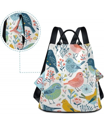 Backpack Purse for Women Cartoon Summer Dogs Flowers Anti Theft Travel Bag Fashion Pompom Backpack for Hiking Birds Floral Pa...