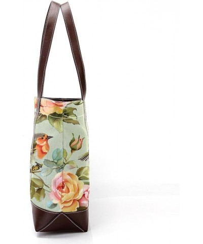 Tote Bag for Women, Large Tote Bag, Tote Bag with Zipper, Spring Pink Rose Flower Bird Vintage, Totes for Women Design 3683 $...