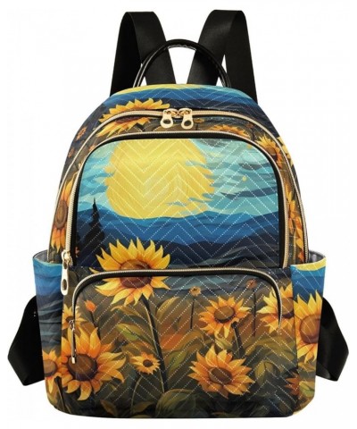 Women's Medium Fashion Backpack Van Gogh Sunflower Night Print Ladies Travel Daypack Aesthetic Shoulder Bag 10.2×5.1×12.5 IN ...