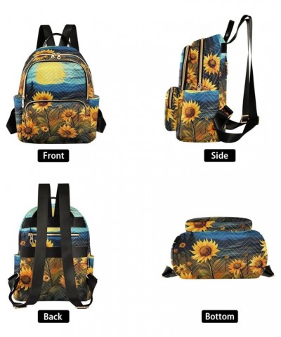 Women's Medium Fashion Backpack Van Gogh Sunflower Night Print Ladies Travel Daypack Aesthetic Shoulder Bag 10.2×5.1×12.5 IN ...