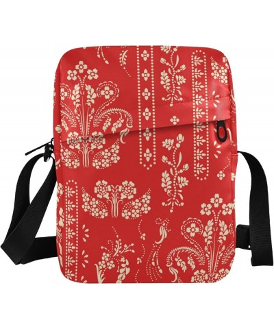 Unisex Crossbody Bag, Colorful Cute Animals Durable Sling Side Shoulder bags for men women, One Size Floral Border Red $13.67...