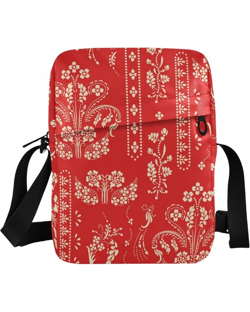 Unisex Crossbody Bag, Colorful Cute Animals Durable Sling Side Shoulder bags for men women, One Size Floral Border Red $13.67...