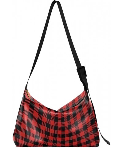 Black White Plaid Hobo Bags for Women Crossbody Bag Handbag Purses Leather Shoulder Bag for Work GiftsTravel 25 $17.48 Hobo Bags