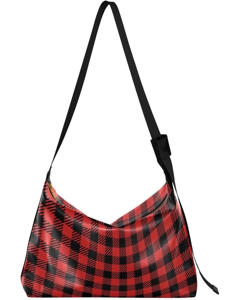 Black White Plaid Hobo Bags for Women Crossbody Bag Handbag Purses Leather Shoulder Bag for Work GiftsTravel 25 $17.48 Hobo Bags