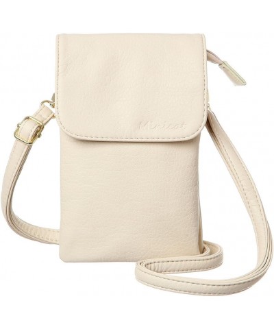 Roomy Pockets Small Crossbody Bags Cell Phone Wallet Purses for Women Beige $18.21 Crossbody Bags