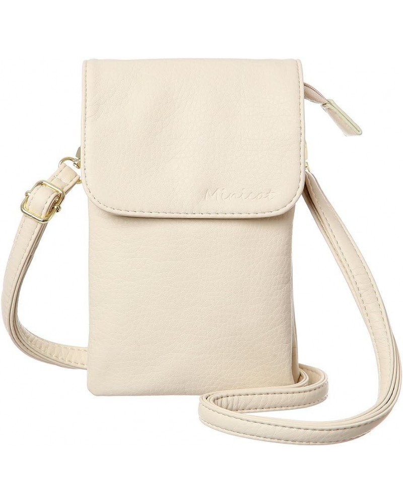 Roomy Pockets Small Crossbody Bags Cell Phone Wallet Purses for Women Beige $18.21 Crossbody Bags