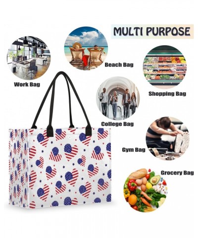 American Flag Large Tote Bag Heart Star Shoulder Bag For Women Teachers Nurses Work Shopping Travel Handbag Purse $9.08 Totes