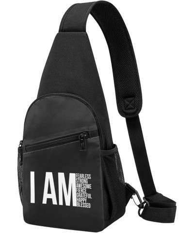 I AM Fearless, I AM Strong, I AM Blessed Crossbody Bags Adjustable Leisure Travel Crossbody Shoulder Bag Unisex One Size Blac...