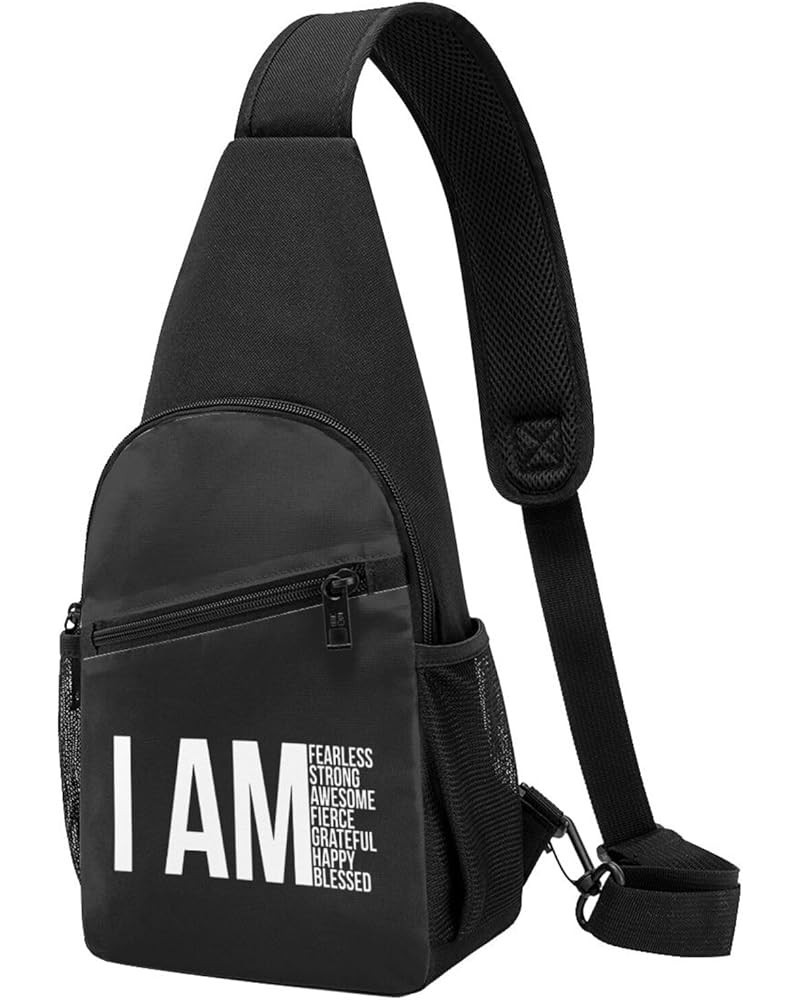 I AM Fearless, I AM Strong, I AM Blessed Crossbody Bags Adjustable Leisure Travel Crossbody Shoulder Bag Unisex One Size Blac...