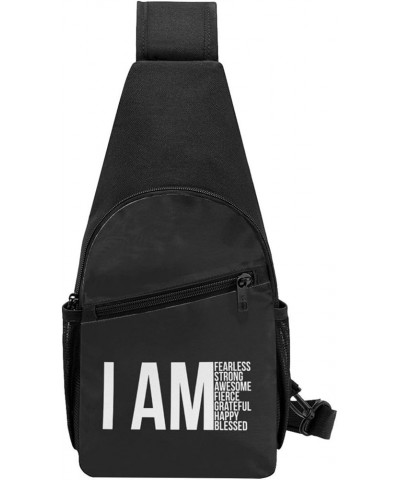 I AM Fearless, I AM Strong, I AM Blessed Crossbody Bags Adjustable Leisure Travel Crossbody Shoulder Bag Unisex One Size Blac...