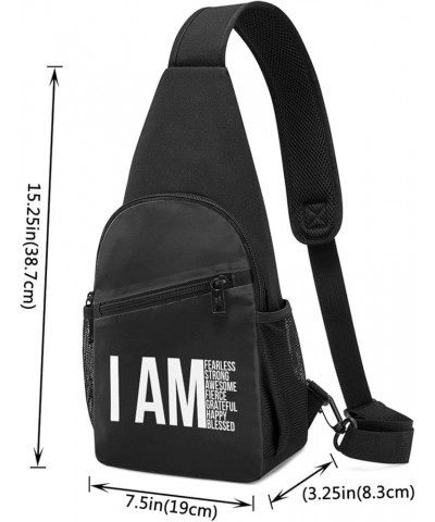 I AM Fearless, I AM Strong, I AM Blessed Crossbody Bags Adjustable Leisure Travel Crossbody Shoulder Bag Unisex One Size Blac...