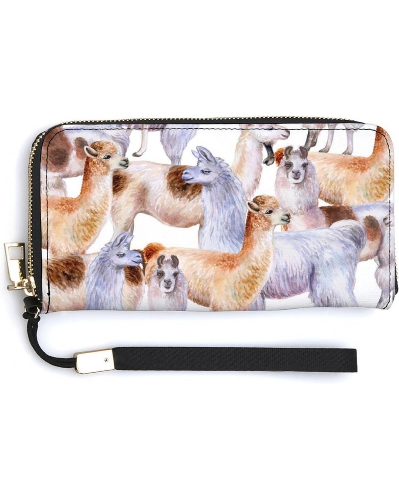 Lama Print RFID Blocking Wallet Slim Clutch Wristlet Travel Long Purse for Women Men $16.39 Wristlets