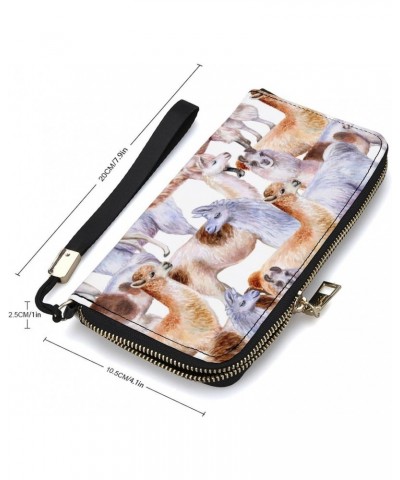 Lama Print RFID Blocking Wallet Slim Clutch Wristlet Travel Long Purse for Women Men $16.39 Wristlets