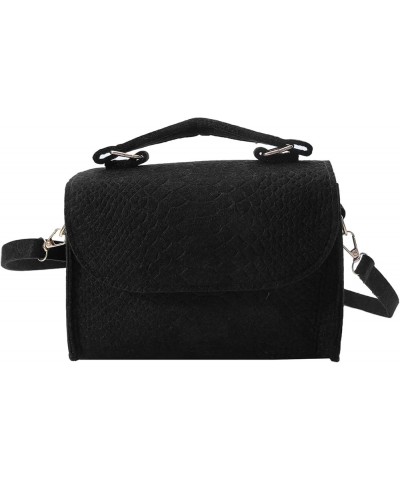 Hsakess Casual Tote Bags Causal Portable Felt Crocodile Embossed Niche Crossbody Small Square Bag Armpit Bag Black $7.81 Totes