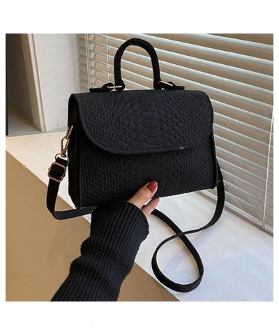 Hsakess Casual Tote Bags Causal Portable Felt Crocodile Embossed Niche Crossbody Small Square Bag Armpit Bag Black $7.81 Totes