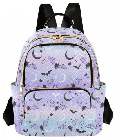 Mini Backpack Purple Bat Moon Fashion Backpack Purse for Women,Handbag Shoulder Bag Casual Daypack, Ladies Gift for College W...