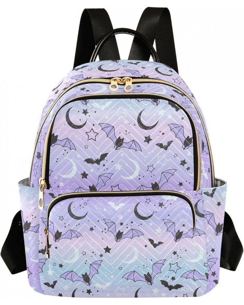 Mini Backpack Purple Bat Moon Fashion Backpack Purse for Women,Handbag Shoulder Bag Casual Daypack, Ladies Gift for College W...