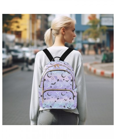 Mini Backpack Purple Bat Moon Fashion Backpack Purse for Women,Handbag Shoulder Bag Casual Daypack, Ladies Gift for College W...