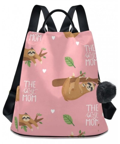 Mother Sloth and Baby Polyester Backpack Purse Travel Bag for Women Fashion Back Pack Shoulder Bag $21.19 Backpacks