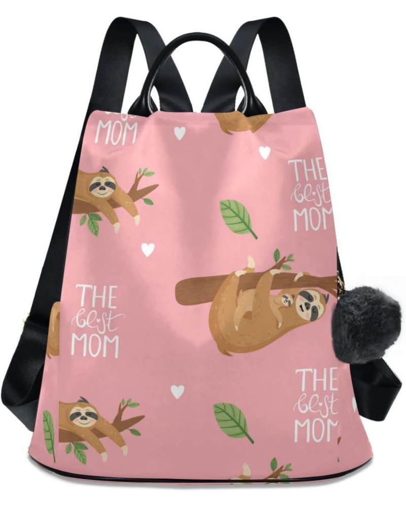 Mother Sloth and Baby Polyester Backpack Purse Travel Bag for Women Fashion Back Pack Shoulder Bag $21.19 Backpacks