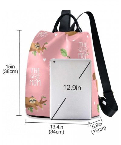 Mother Sloth and Baby Polyester Backpack Purse Travel Bag for Women Fashion Back Pack Shoulder Bag $21.19 Backpacks