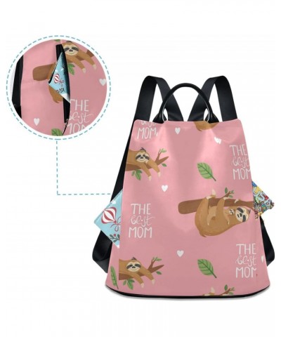 Mother Sloth and Baby Polyester Backpack Purse Travel Bag for Women Fashion Back Pack Shoulder Bag $21.19 Backpacks