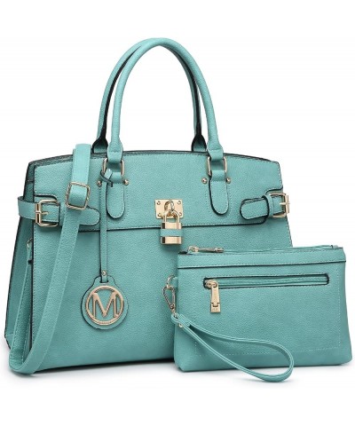 Women Handbags and Purses Fashion Satchel Tote Work Bags Top Handle Shoulder Purses with Matching Wristlet Light Blue $44.04 ...