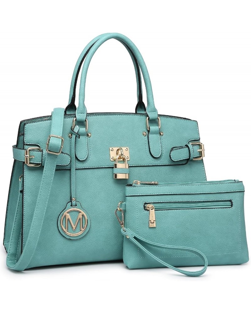 Women Handbags and Purses Fashion Satchel Tote Work Bags Top Handle Shoulder Purses with Matching Wristlet Light Blue $44.04 ...