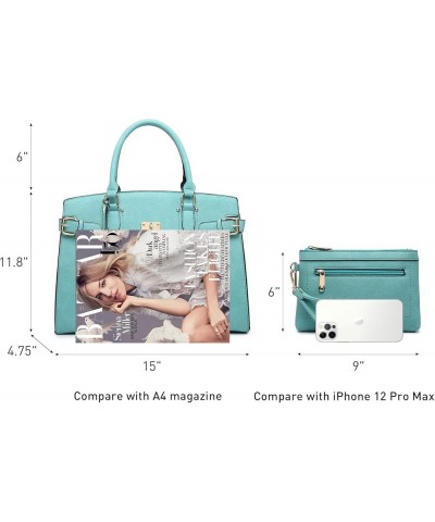 Women Handbags and Purses Fashion Satchel Tote Work Bags Top Handle Shoulder Purses with Matching Wristlet Light Blue $44.04 ...