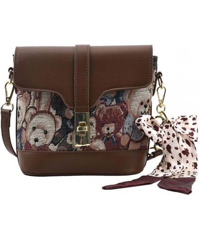 Fashion Flap Top Crossbody Bag for Women Animal Print Shoulder Bag Simple Casual Messenger Bucket Bag Purses Brown-a $16.50 S...