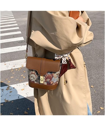 Fashion Flap Top Crossbody Bag for Women Animal Print Shoulder Bag Simple Casual Messenger Bucket Bag Purses Brown-a $16.50 S...