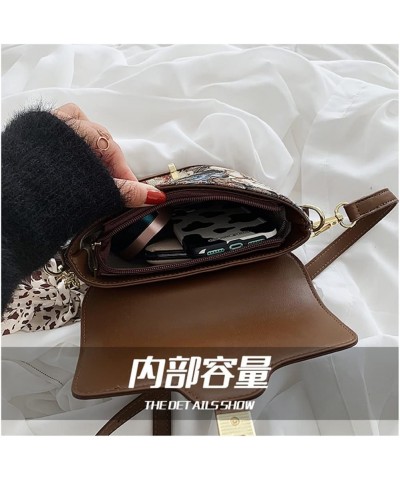 Fashion Flap Top Crossbody Bag for Women Animal Print Shoulder Bag Simple Casual Messenger Bucket Bag Purses Brown-a $16.50 S...