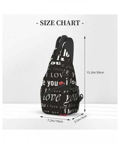 I Love You Patterns Sling Backpack Crossbody Shoulder Bag Travel Hiking Daypack for Women Men $12.75 Crossbody Bags