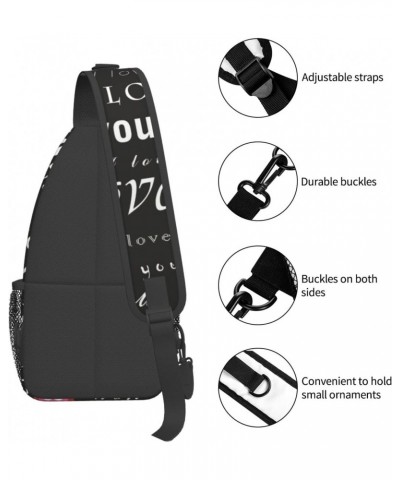 I Love You Patterns Sling Backpack Crossbody Shoulder Bag Travel Hiking Daypack for Women Men $12.75 Crossbody Bags