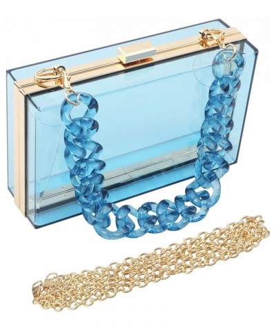 Women Acrylic Transparent Gold star Evening Bags Purses Clutch Vintage Banquet Handbag Light Blue $14.40 Evening Bags